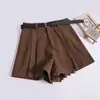 Pantalones Cortos Casuales de Pana Plisados de Pierna Ancha para Mujer Otoño Invierno 2026 Nuevos de Cintura Alta Petite de Corte A Ropa de Abrigo Pantalones Bootcut