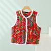 Chaleco floral retro estilo chino otoño e invierno seda algodón cálido chaleco moda borde de felpa talla grande top para mujer