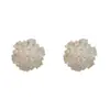 Pendientes de Pétalo de Circonita Plateada Gruesa Estilo Fresco de Verano, Exquisitos y de Moda, Compactos y Versátiles, Pendientes de Alta Gama y Súper Brillantes al por Mayor