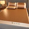 Esterilla de artemisa de verano esterilla de ratán juego de tres piezas cama doble plegable dormitorio de estudiante esterilla engrosada esterilla de seda helada esterilla de bambú