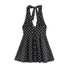 Atacado Fabricante de Roupas Femininas Transfronteiriço 2026 Moda Europeia e Americana Amazon Vestido Versátil de Gola Halter com Bolinhas Ajustado