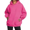 Suéter con Capucha de Forro Polar Otoño e Invierno Street Hip-Hop Color Sólido Manga Larga Slub Holgado Pulóver Sudadera para Mujer