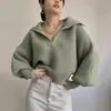Suéter Feminino Novo Transfronteiriço Estilo Retrô Waffle Europeu e Americano Estilo Preguiçoso Casual Solto Manga Lanterna Gola Aberta Pulôver