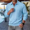 Moletom Novo Estilo Europeu e Americano Transfronteiriço Amazon Manga Longa Cor Sólida Casual Jacquard Costura Gola Polo Top Suéter Masculino