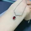 Collar de Granate Rojo Natural Plata de Ley s925 Incrustado Galvanizado Cuerpo Completo Color Fuego Super Brillante Piedra Principal 6*8mm