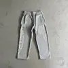 Cárdigan con Cremallera y Capucha de Terciopelo Gris Estampado Hip-Hop Callejero Americano de Alto Peso Saco de Traje de Marca de Moda para Hombre