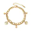Pulseira Feminina Nova 2024 Que Não Desbota, Pulseira de Empilhar Coração de Amor de Verão, Pulseira de Corrente Dupla de Aço Titânio Elegante e Personalizada