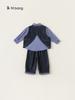 Bangxuan Conjunto de Tres Piezas Chaleco de Mezclilla para Niños Camisa a Cuadros de Otoño Chaqueta de Mezclilla Estilo Coreano Atuendo Moderno para Niños