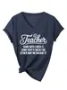 Maestra Algunos Días Amazon Ebay Sitio Independiente Camiseta Básica Versátil de Manga Corta con Cuello en V para Mujer