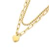 Collar de acero inoxidable con doble corazón y perla, estilo frío y personalidad, con temperamento que combina con todo, cadena de clavícula de acero inoxidable