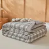 Colcha de Verano Fresca de Algodón de Xinjiang Clase A Algodón Lavado Serie Cuadros Estilo Japonés Colcha Fresca de Verano Lavable a Máquina Colcha de Aire Acondicionado