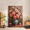 Pintura al Óleo Digital DIY Flor Rosa Pintado a Mano Colorear Curativo Alivio del Estrés Pintura al Óleo Sala de Estar Dormitorio Pintura Decorativa Colorear