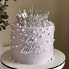 Coração Flor Acrílico Letra Inglesa Feliz Aniversário Topper de Bolo Suprimentos de Festa Desconto por Volume