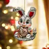 Cesta de Flores de Diamante Dia dos Namorados Transfronteiriça Menina Coelho Desenho Animado Animal Imagem Acrílico Pingente Decorativo Presente de Feriado