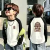 Camiseta de Manga Larga con Retazos para Niños Niños Otoño/Invierno De Rong Capa Base Cepillada 2026 Nuevo Top para Niños