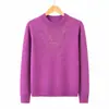 Camada base solta de outono e inverno da mamãe, suéter de gola redonda para mulheres de meia-idade e idosas, top de malha de manga comprida de inverno