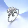 Anillo Giratorio Abierto para Alivio del Estrés con Diamantes, Versátil y de Alta Gama, Anillo Giratorio Color-Conservante Chapado en Cobre, Unisex, Mayoreo