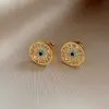 Moda Europea y Americana Geométricos Redondos con Microincrustaciones Ojo del Diablo Pendientes de Diseño Único Personalidad de Nicho Pendientes de Moda para Mujer