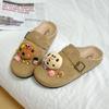 Lindas Chanclas Casuales de Dibujos Animados para Niñas Birkenstock Otoño e Invierno Shirley Rose Retro Calzado de Exterior Planos Chanclas de Punta Media
