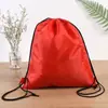 Bolsa con Cordón de Tela de Poliéster al por Mayor Color Sólido Simple Mochila de Una Sola Capa Bolsa de Almacenamiento Bolsa de Poliéster para Academia