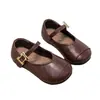 Zapatos de Piel para Niña Estilo Nuevo Primavera 2026 Negros Estilo Coreano Zapatos de Bebé Suela Suave Zapatos de Princesa Retro para Niña