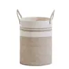 Cesta de Armazenamento Trançada com Corda de Algodão, Cesto de Roupas Sujas, Cesto de Armazenamento Doméstico para Roupas e Brinquedos com Alça, Balde de Armazenamento, Cesto de Roupas Sujas de Corda de Algodão