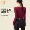 Top deportivo 361 deg para fitness y yoga con almohadillas en el pecho, top deportivo de manga larga para pilates, ropa deportiva de manga larga para fitness