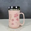Taza de Cerámica con Tapa Cuchara Taza de Agua de Dibujos Animados Taza para el Hogar Taza de Pareja Hombre y Mujer Taza para Té de Oficina Regalo para Niña