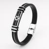 Pulsera de color acero de silicona para comercio exterior europeo y americano, pulsera de titanio de acero de silicona estilo hip-hop para hombre, pulsera de acero inoxidable estilo punk