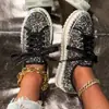 Sapatos de Strass 2025 Primavera Novo Exportação Transfronteiriça Tamanho Grande Europeu e Americano Sola Grossa Cravejado de Diamantes Sapatos Transfronteiriços