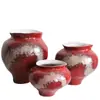 Vaso Cerâmico Redondo Vermelho Estilo Chinês Moderno Sala de Estar Ornamentos de Flores Quarto Modelo Casa de Temporada Entrada Decorações de Alto Padrão
