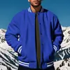 Comércio Exterior Transfronteiriço Outono e Inverno Estilo Americano Jaqueta Baseball Gola Alta e Calça Longa com Lã Roupa de Exterior Casual Masculina Conjunto Esportivo Solto