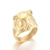 INS Moda Retro Popular Anillo Rojo Ciber Estilo Chino Galvanizado al Vacío Lindo Panda Anillo para Hombre de Acero de Titanio