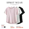 Top Deportivo de Manga Corta para Mujer para Entrenamiento de Pilates de Verano, Camiseta de Running de Secado Rápido, Ropa de Yoga Transpirable Adelgazante con Cuello Redondo