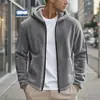 2026 Nova jaqueta masculina estilo americano para outono e inverno, dupla face em fleece polar, corte solto, com capuz, zíper, moda de rua