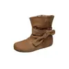 Botines de estilo francés con lazo para mujer, nueva colección verano 2026, punta redonda, caña abierta, suela gruesa, botas de moda, versátiles y estilizan