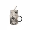 Taza con Popote de Vidrio de Borosilicato Tridimensional de Mariposa Transfronteriza, Modelo Popular para Uso Doméstico, Vaso de Vidrio Transparente de Una Sola Capa para Jugos