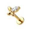 Set de Tornillo Interno de Titanio F136 con Circonita Cúbica Superficie Lisa Mariposa Piercing de Labio Stud de Oreja Body Piercing de Aleación de Titanio G23 Stud de Cartílago