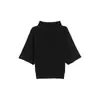 Venta al por mayor Ropa Femenina Transfronteriza Artículo Popular Otoño Cuello Medio Alto Mangas de Longitud Media Dobladillo Fruncido Suave Capa Base Top de Punto Mangas de Cinco Puntos