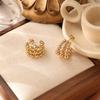 Diseño original pendientes de amor pendientes de acero de titanio diseño niche INS chapado en oro de 18K joyería Joker al por mayor