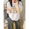 2026 Novo Estilo de Verão Camiseta de Algodão Puro de Manga Curta para Homens e Mulheres, Estampa Divertida de Coelho, Tamanho Grande Solta Gola Redonda Top