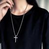 Collar de Acero de Titanio con Colgante de Cruz Tridimensional tipo Espejo, Tendencia Europea y Americana de Gama Alta, para Hombres y Mujeres, Estilo Hip-Hop, Cadena Versátil