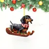 Nueva Serie de Perros Dachshund Navideños Decoraciones para Árbol de Navidad Adornos para Mochila de Coche Decoraciones para el Hogar Dibujos Animados