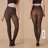 Calça base de uma peça com entrepernas cruzada, para uso transfronteiriço, perna exposta, preta, transparente, calça base para pele, feminina, com forro de fleece, dropshipping
