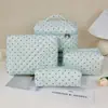 Bolsa de Maquiagem Acolchoada com Bolinhas Estilo Coreano com Zíper e Base, Grande Capacidade, Portátil, com Divisórias, Bolsa Organizadora de Maquiagem para Saídas, Viagens, Necessaire