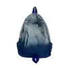 Mochila Jeans Studentil para Viagem com Gradiente Pontilhado Estilo Coreano Velha Retrô Casual Jeans Lavado Mochila de Grande Capacidade