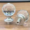 Puxador de cristal de 30mm, puxador esférico, puxador de gaveta, armário, guarda-roupa, vidro, puxador pequeno, furo único, com base de arraste