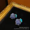 Estilo Occidental Cobre Antiguo Chapado en Oro Vintage de 18K, Combinado con Diseño de Goteo de Aceite Turquesa Azul, Pendientes Únicos y Lujosos
