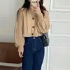Suéter de Outono e Inverno Novo Estilo Gola V Estilo College Estilo Coreano Solto e Versátil para Estudantes Femininas Usarem como um Top Cardigan de Tricô