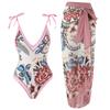 [Traje de baño de estilo festivo para mujer] patrón personalizado estampado multicolor mono vestido de gasa protector solar Amazon Europeo y Americano
